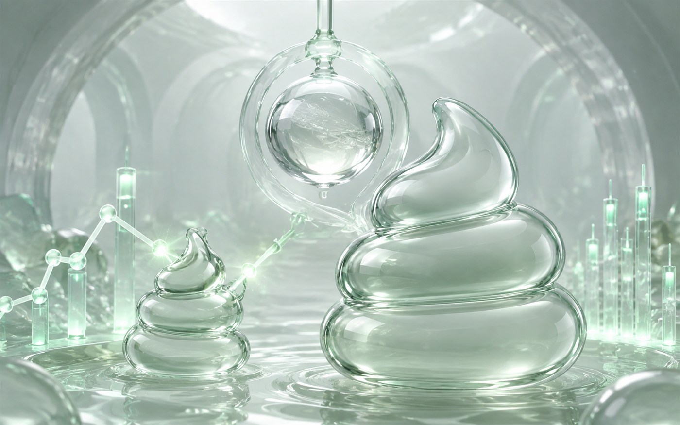 Scout and Vault inside a surreal transparent liquidity chamber